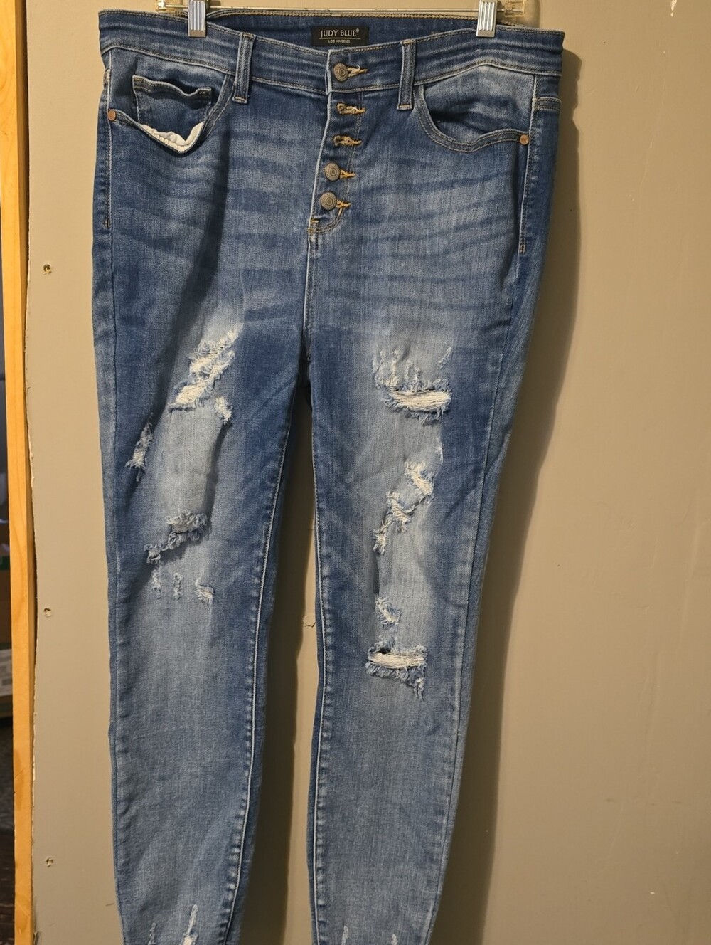 Judy Blue Distressed High-Rise Skinny Jeans - Light Wash Blue